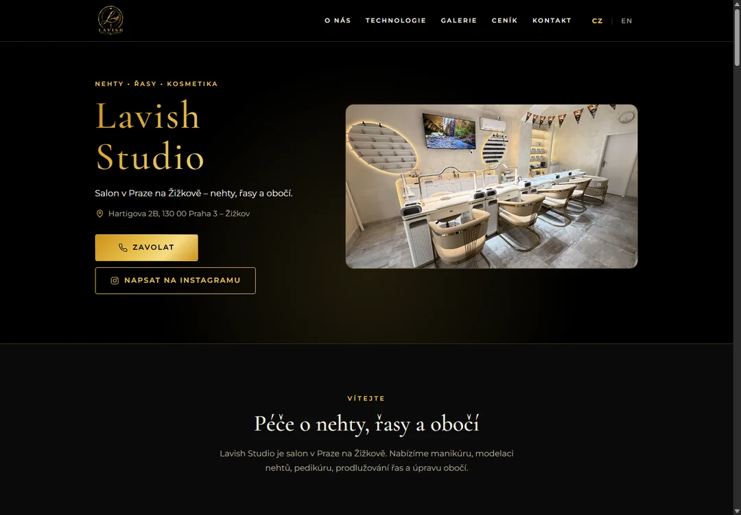 Ảnh chụp website thực tế Lavish Studio.